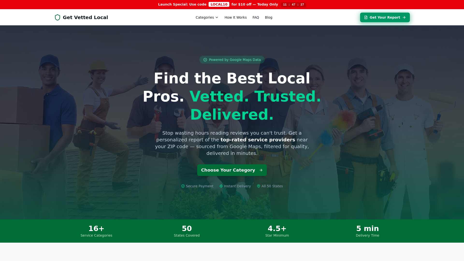 website screenshot of https://getvettedlocal.com