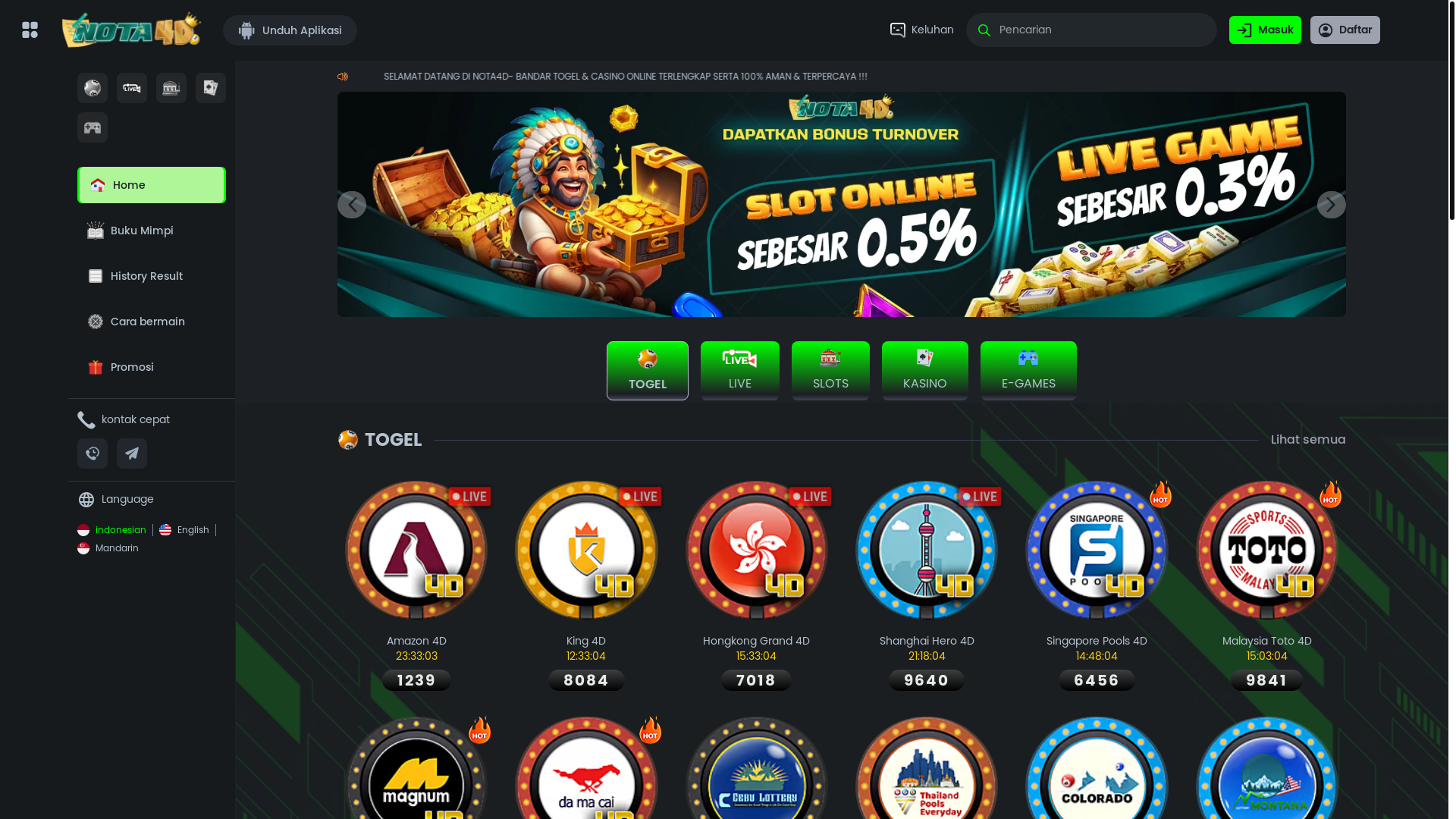 website screenshot of https://nota4droda.live/