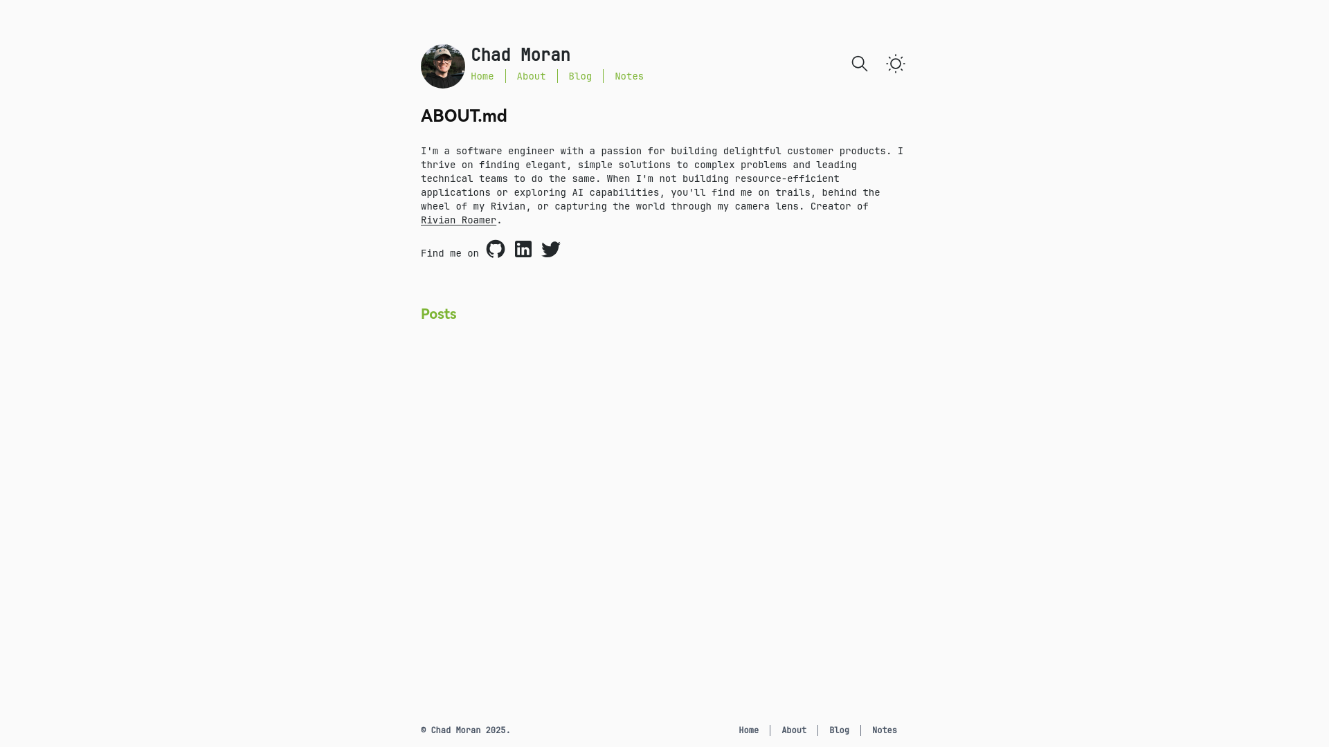 website screenshot of https://chadmoran.pages.dev/