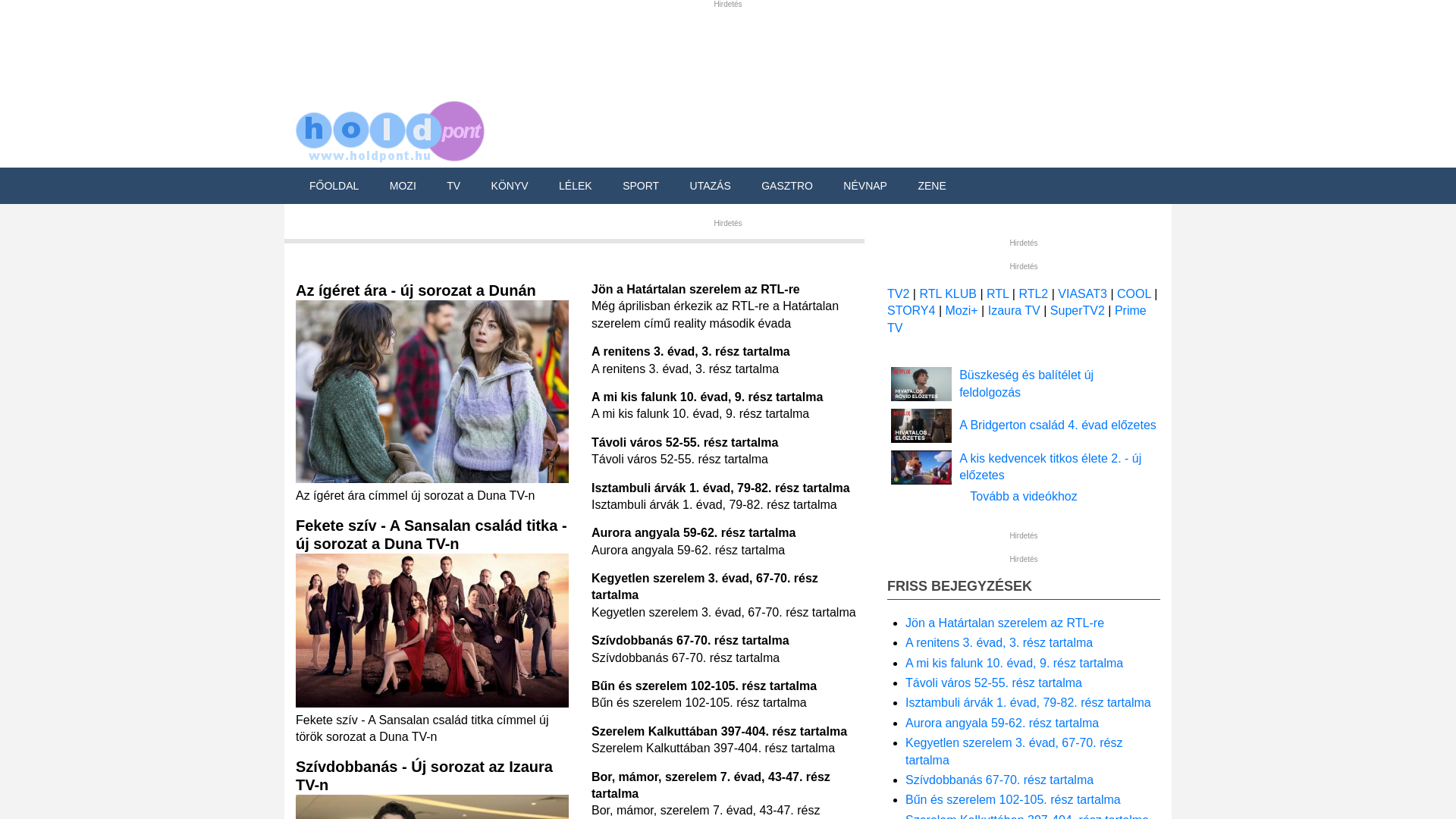 website screenshot of https://holdpont.hu/