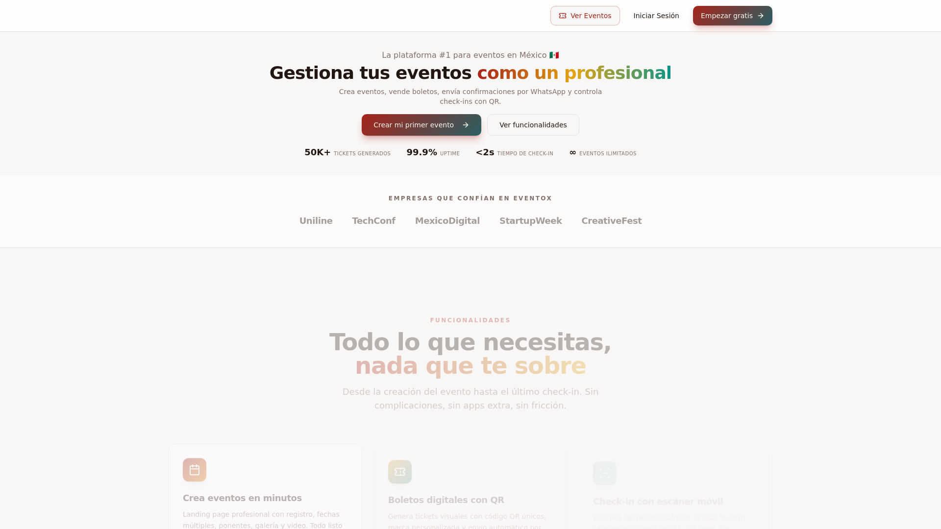 website screenshot of https://eventox.mx/