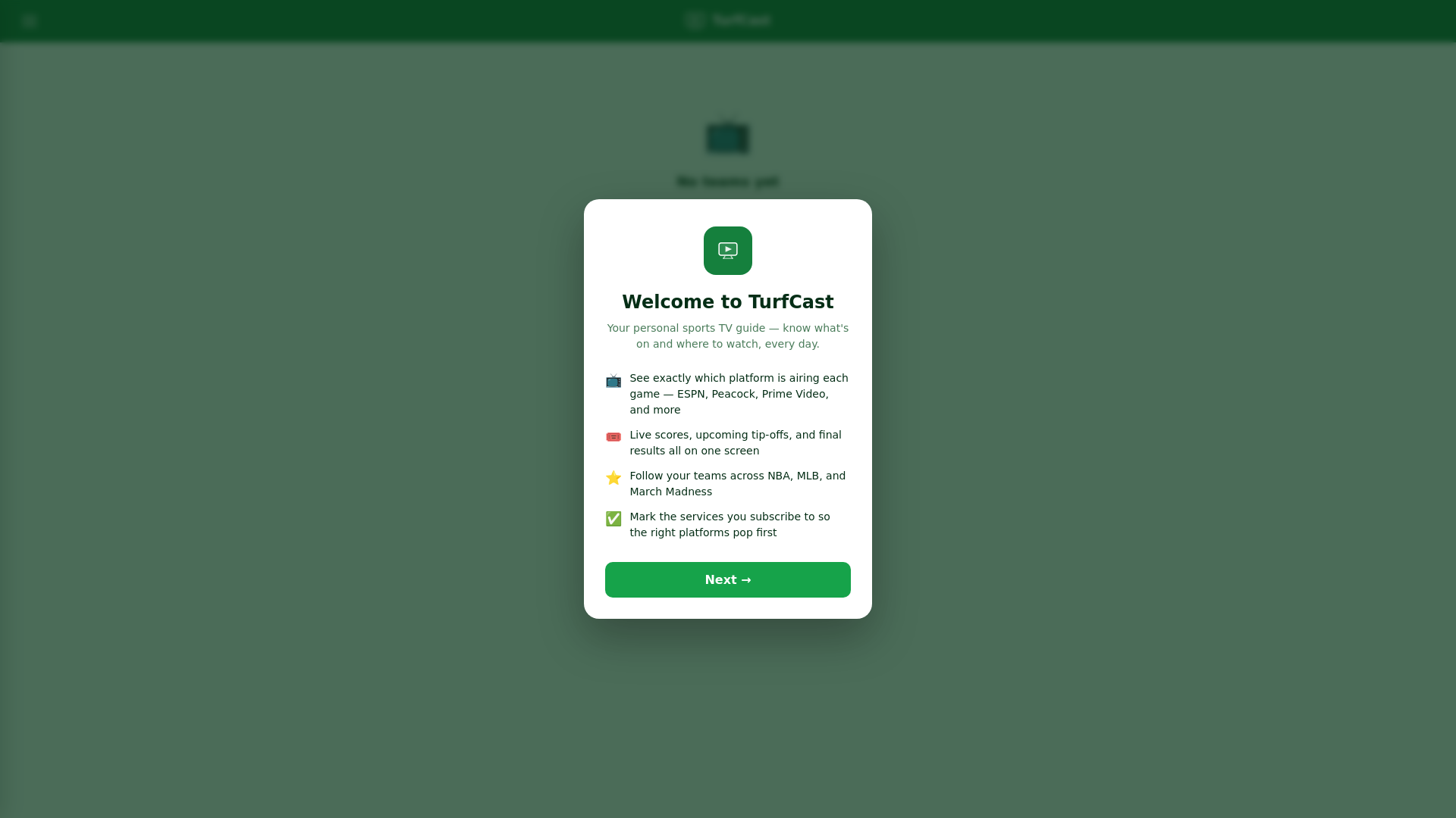 website screenshot of https://turfcast.app/