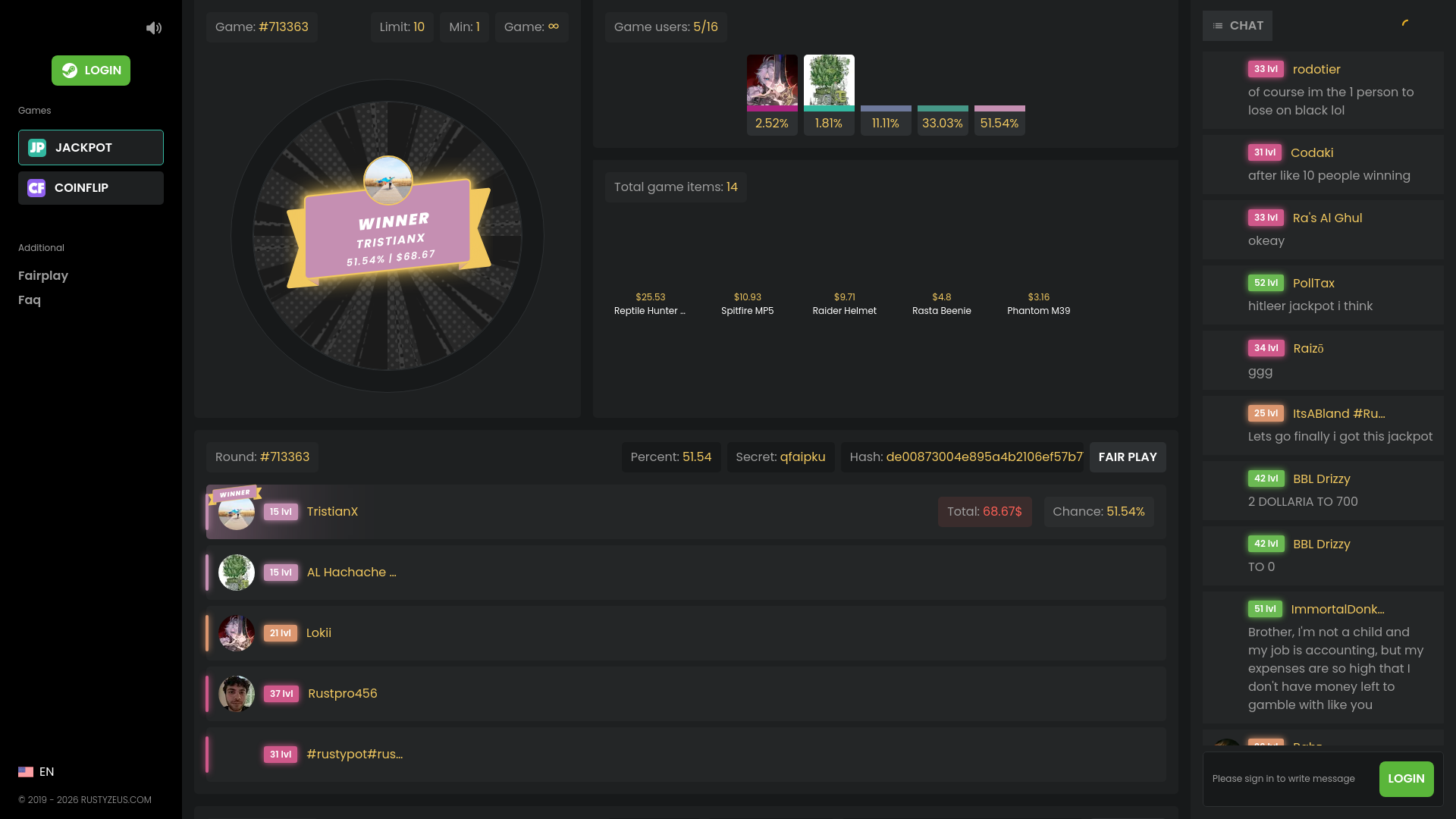 website screenshot of https://rustyzeus.com/