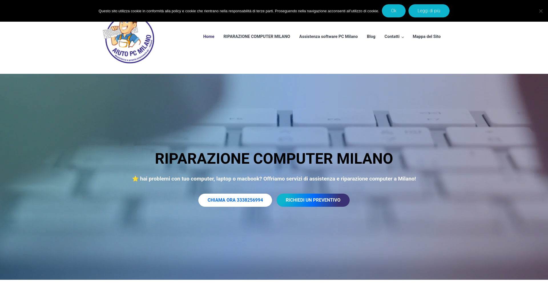 website screenshot of https://riparazionecomputer.milano.it/