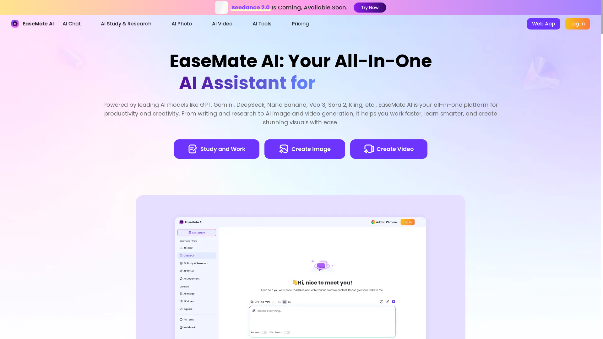 website screenshot of https://easemate.ai/