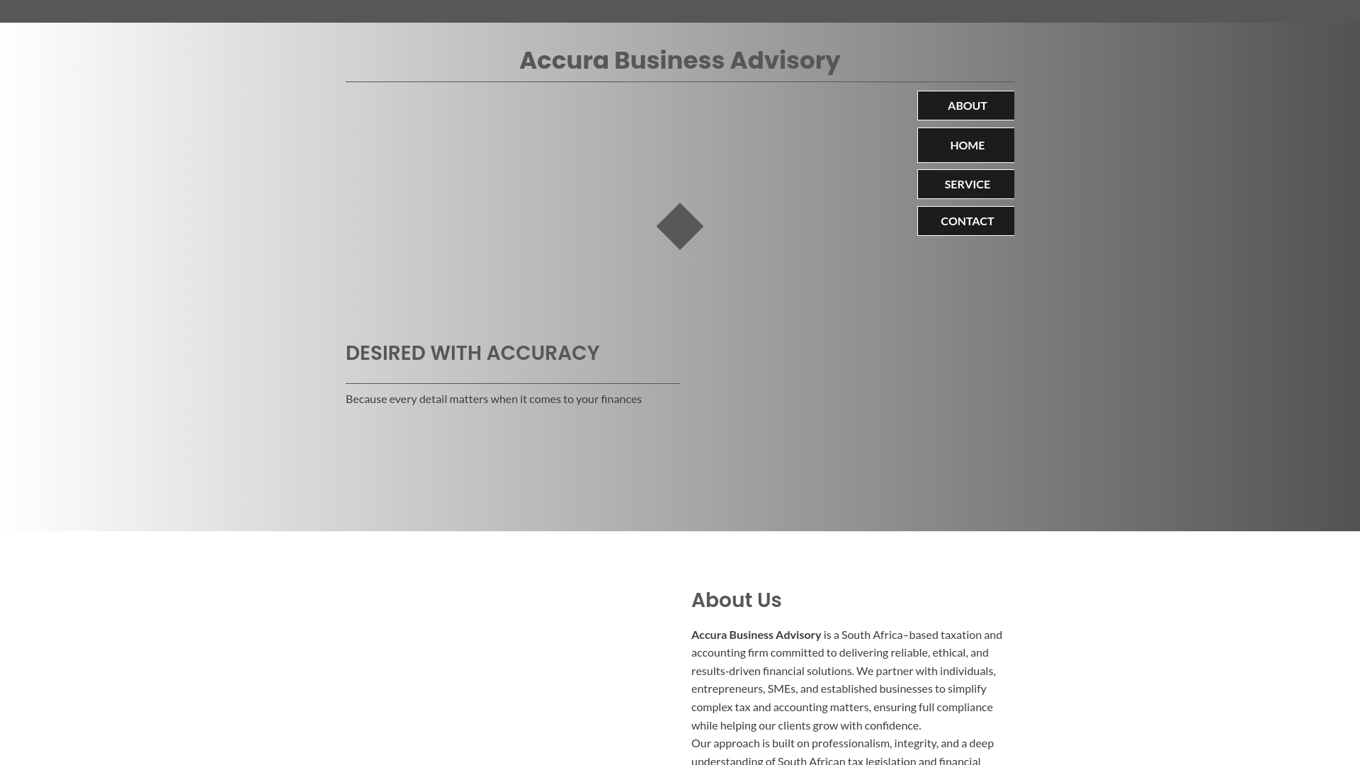 website screenshot of https://accurabusinessadvisory.co.za/