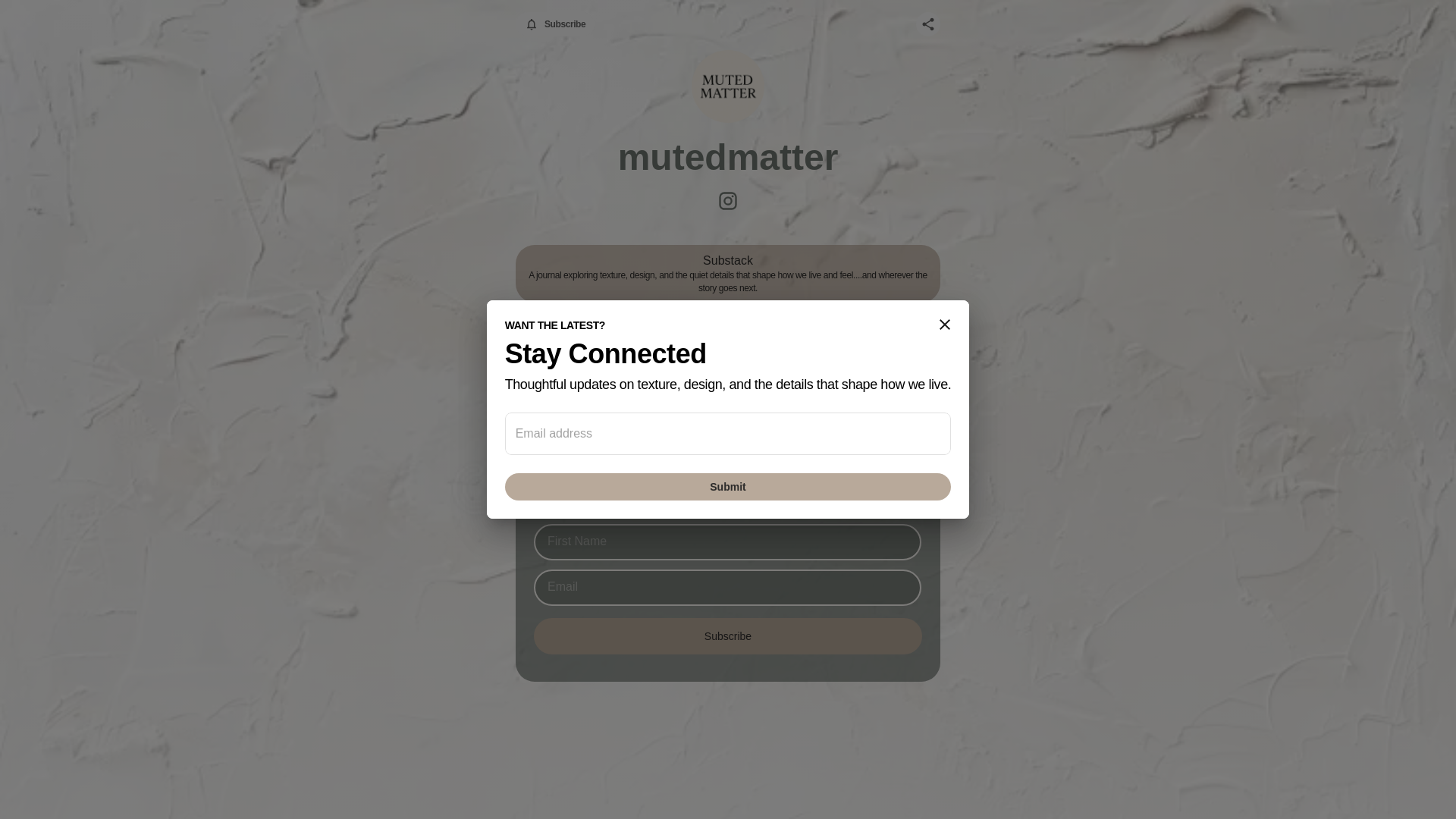 website screenshot of https://mutedmatter.xyz/