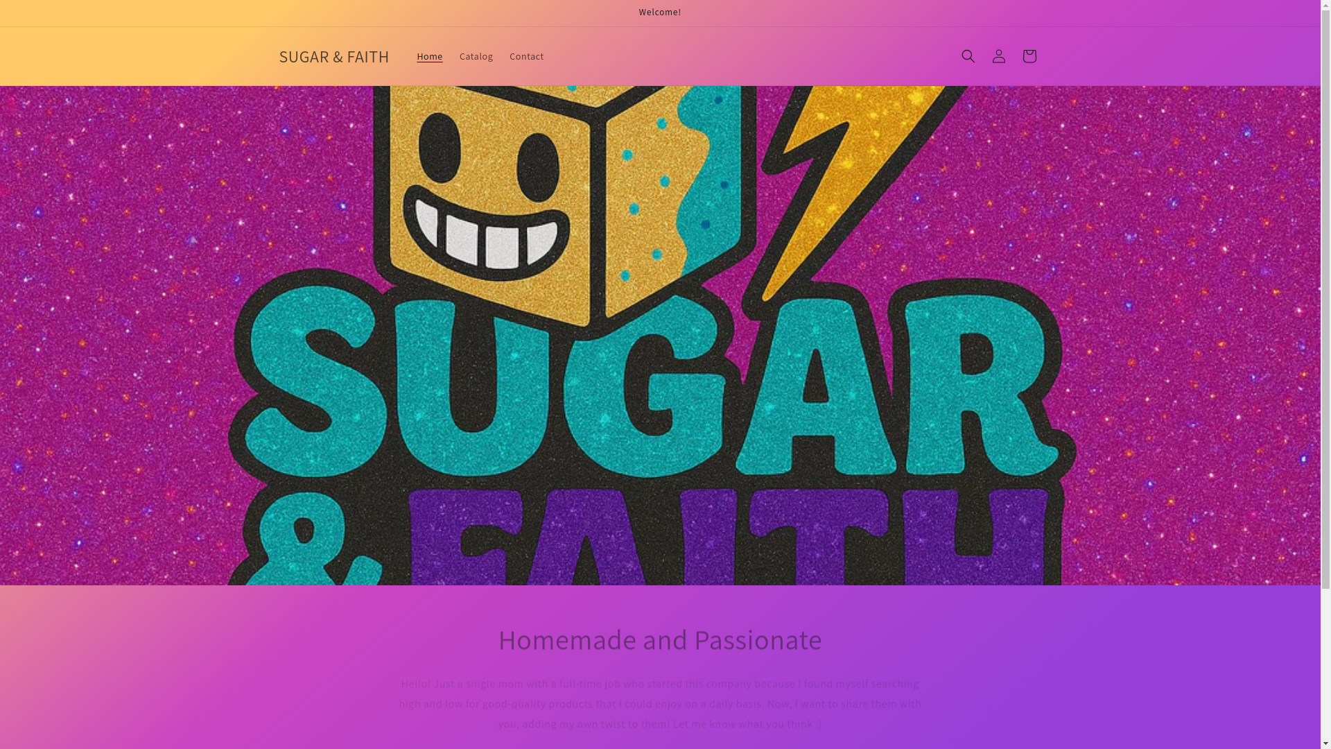 website screenshot of https://sugarandfaithproducts.com/
