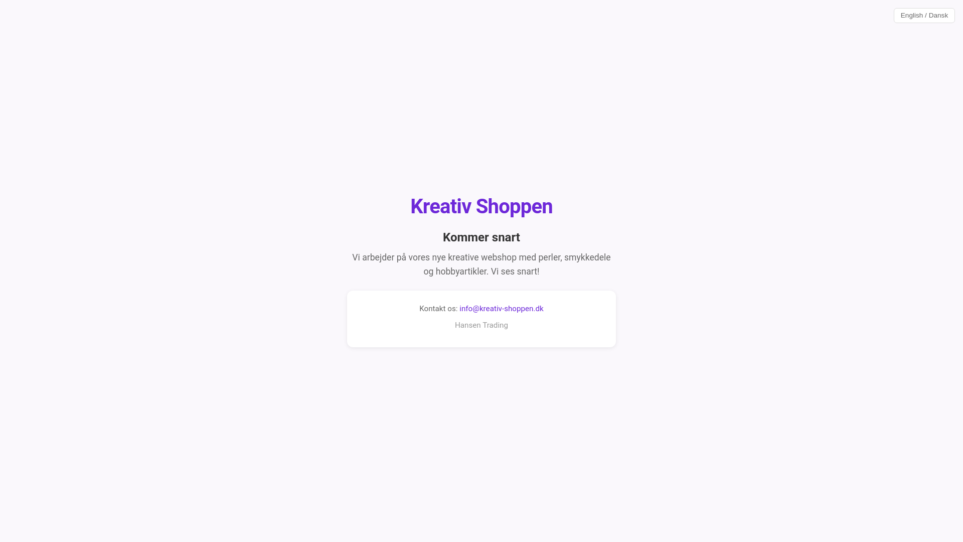 website screenshot of https://kreativshoppen.dk