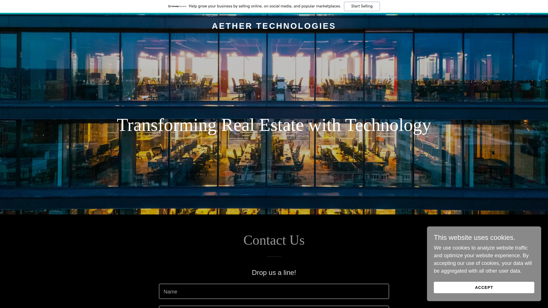 website screenshot of https://aethertech.ca/
