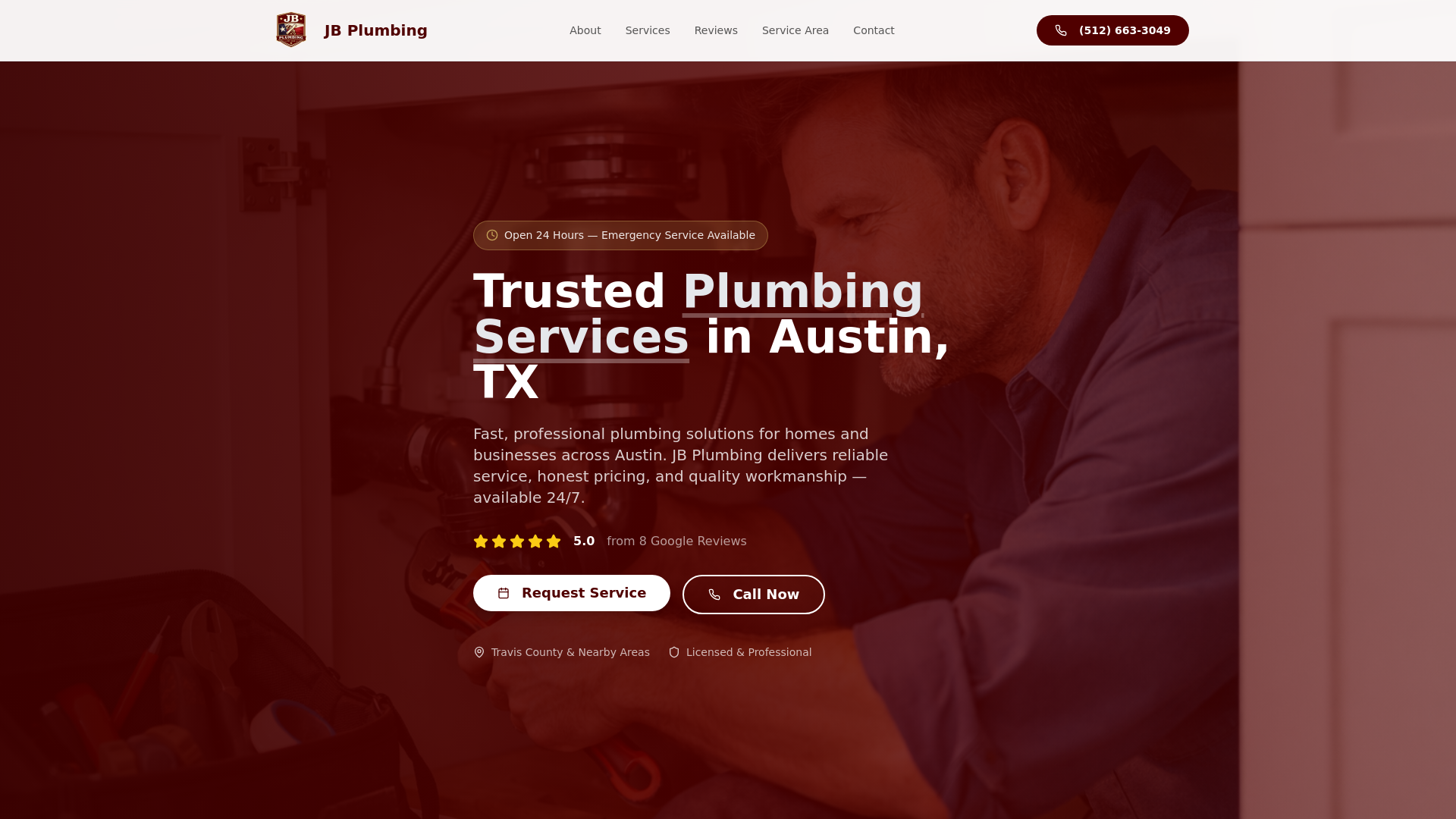 website screenshot of https://jbplumbingaustin.com/