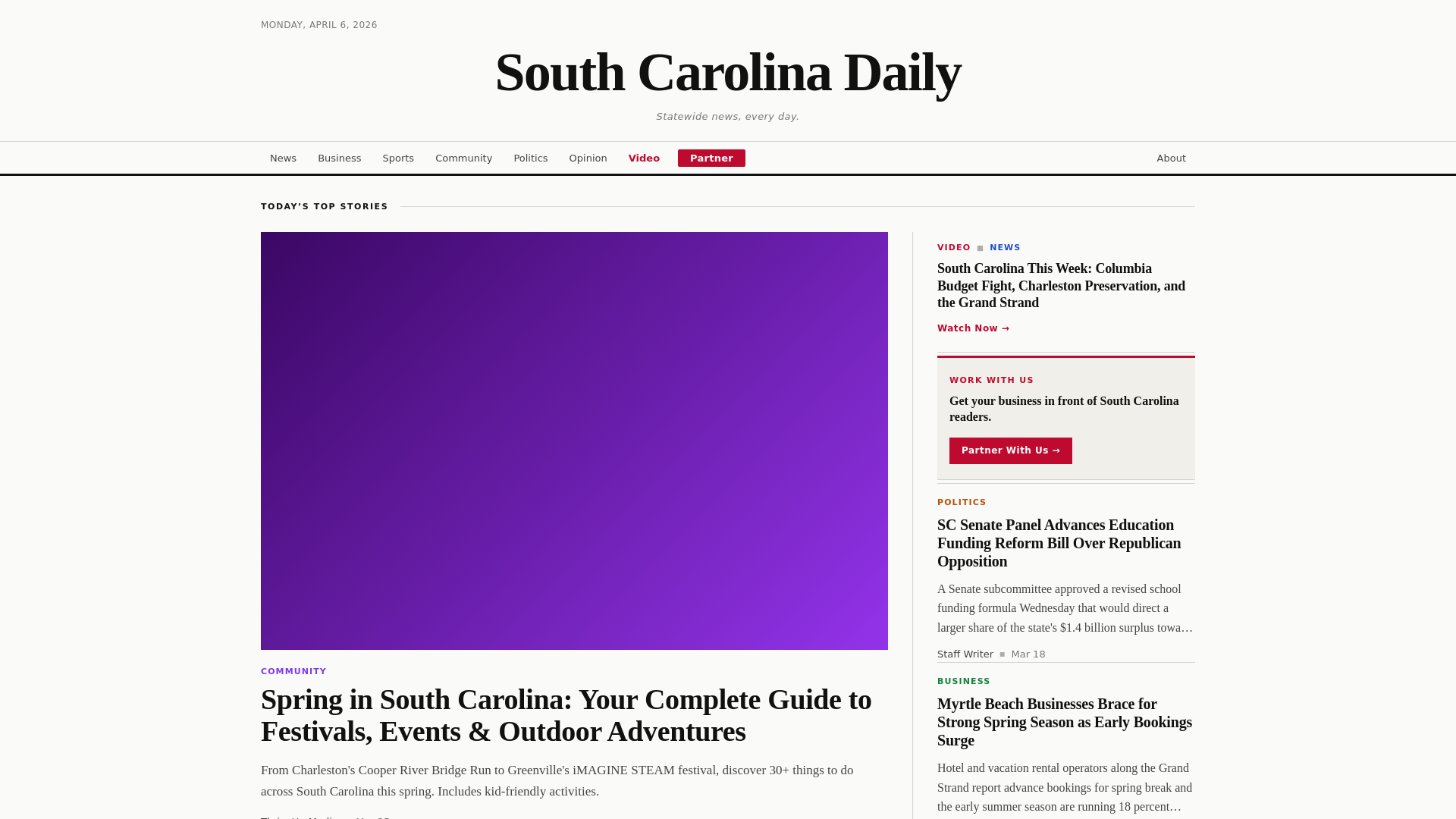 website screenshot of https://southcarolinadaily.pages.dev/