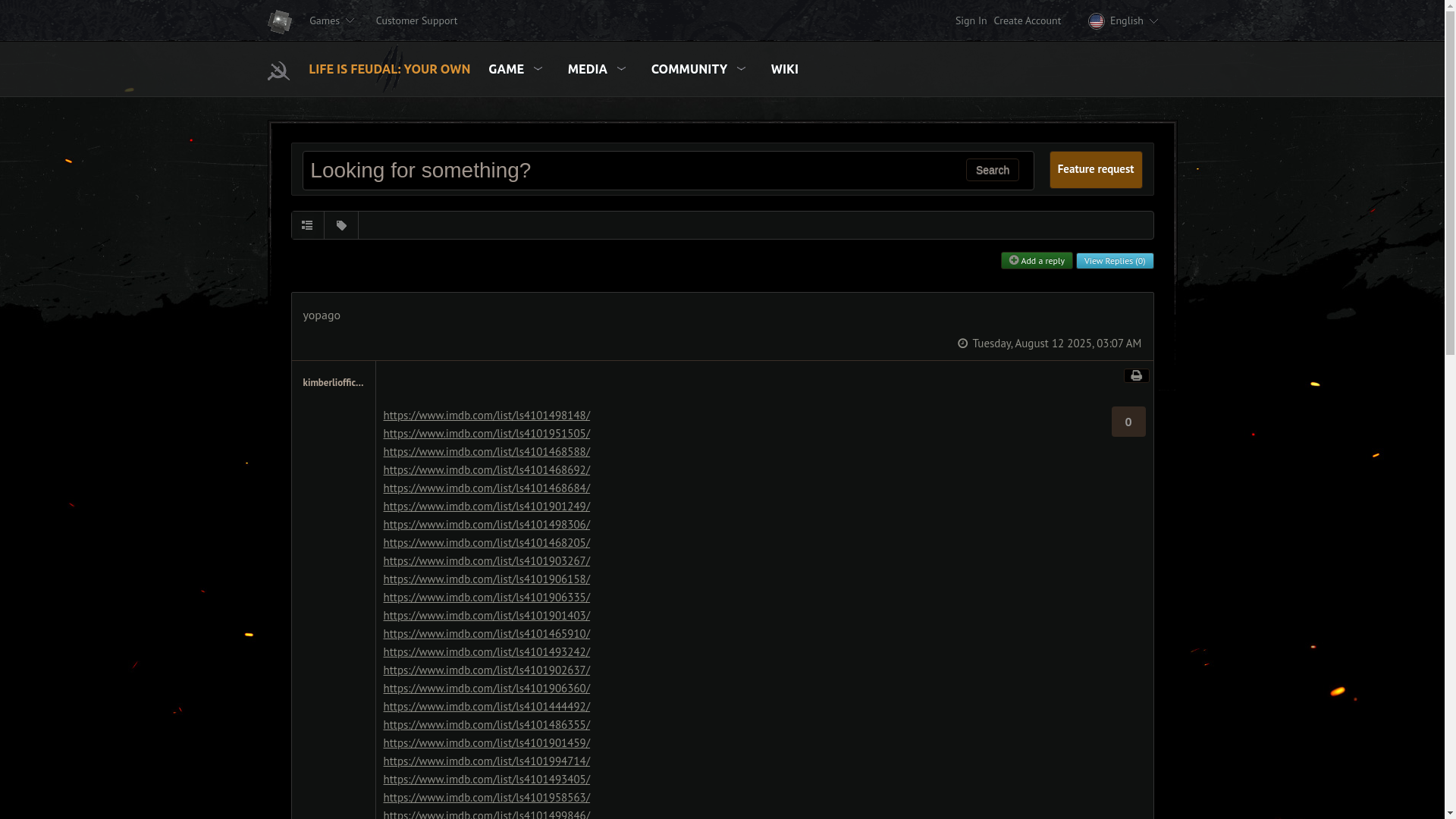 website screenshot of https://lifeisfeudal.com/Discussions/question/yopago