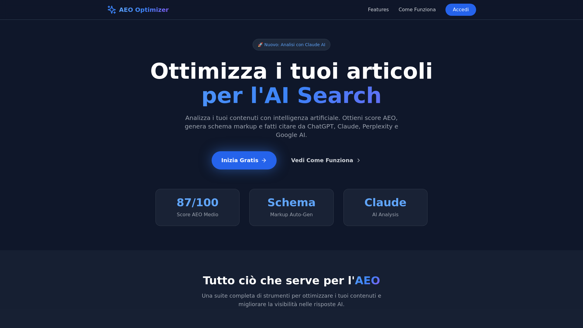 website screenshot of https://aeooptimizer.it/