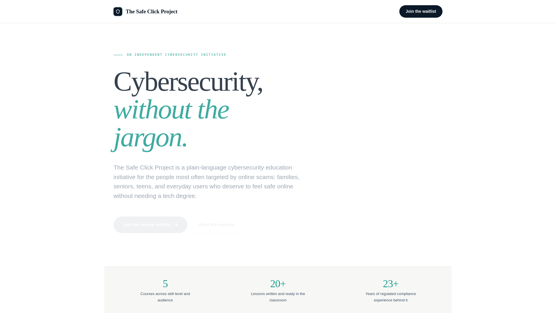 website screenshot of https://thesafeclickproject.com/