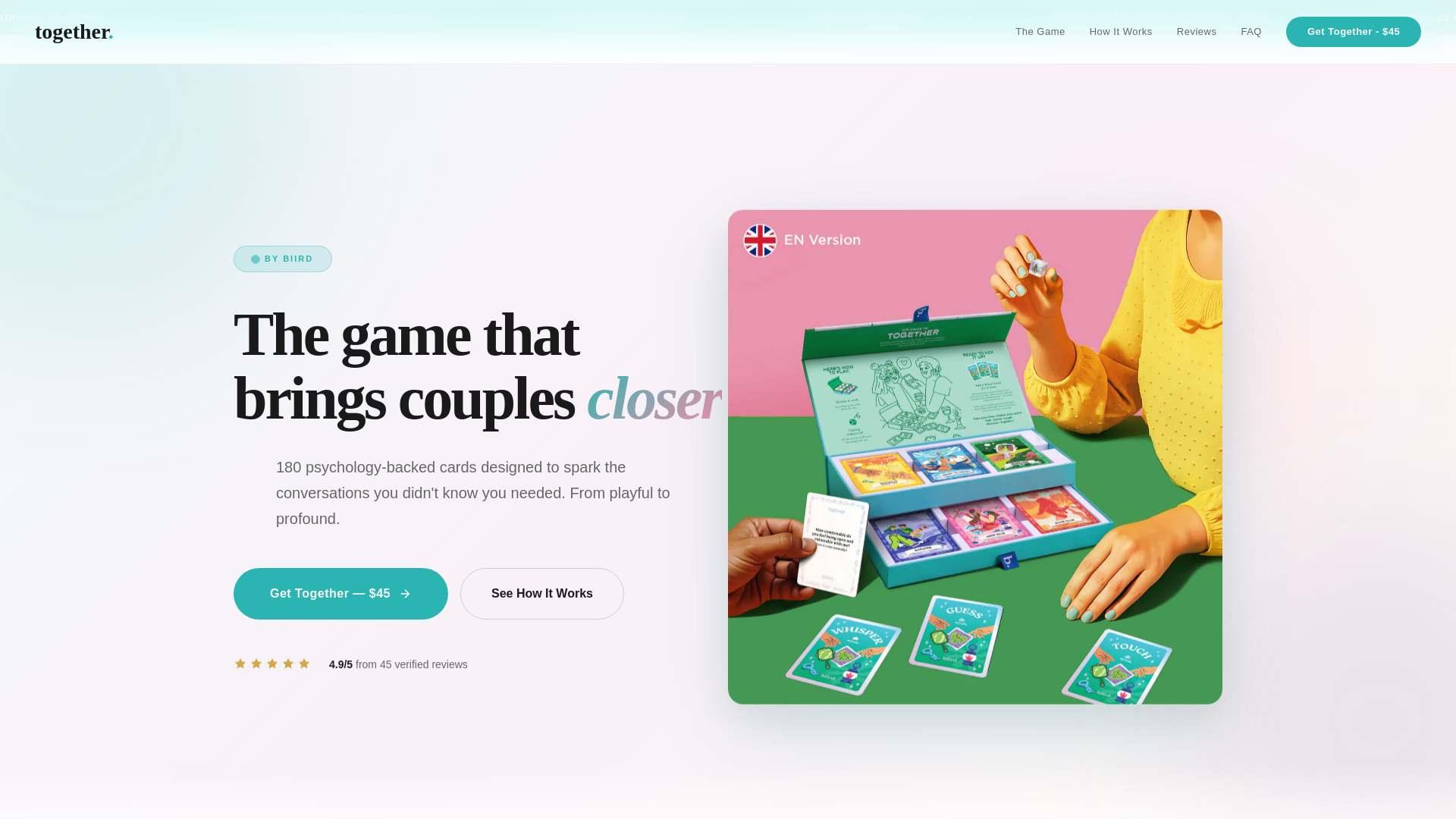 website screenshot of https://togetherbybiird.com