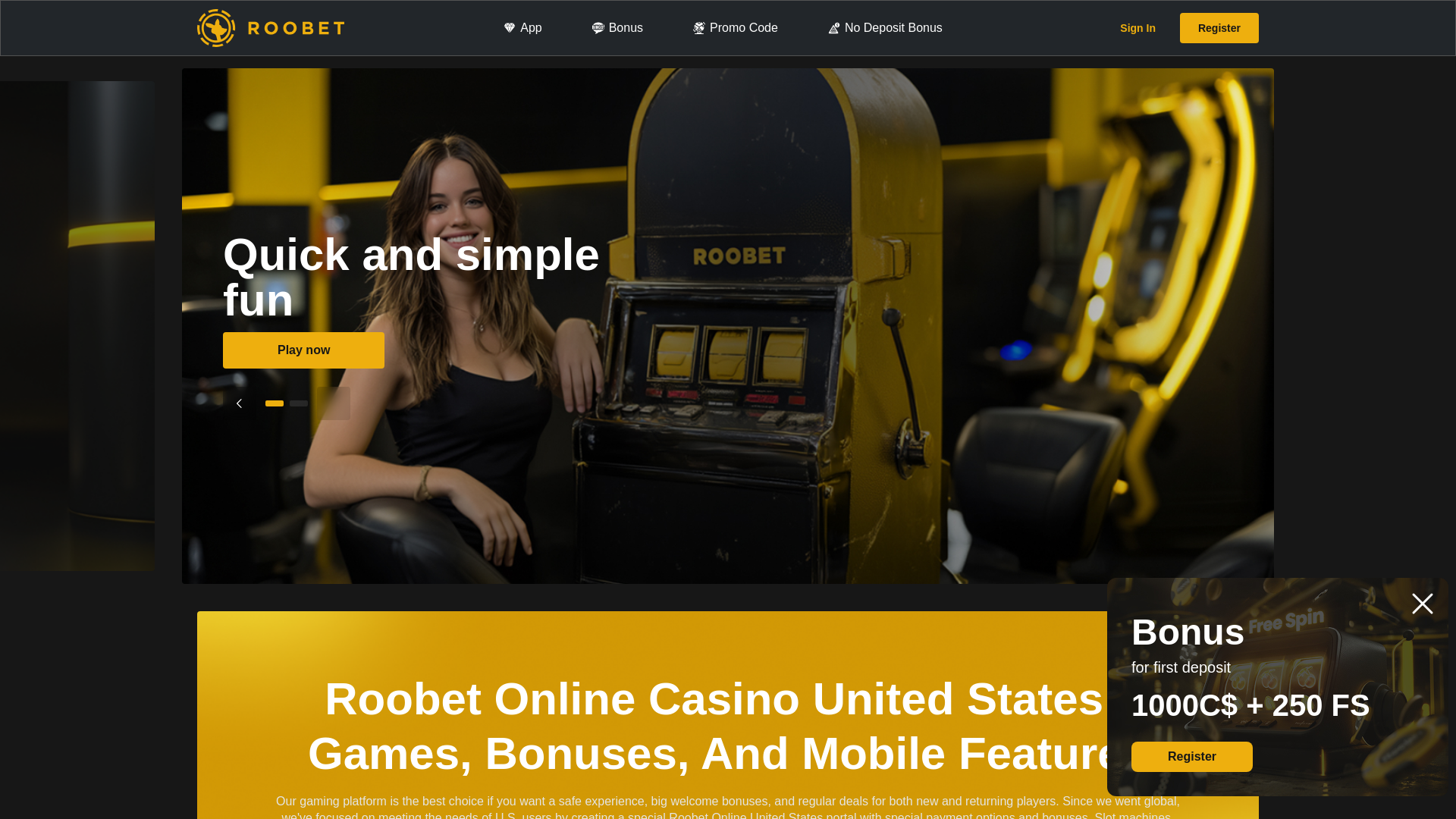 website screenshot of https://roobets.us