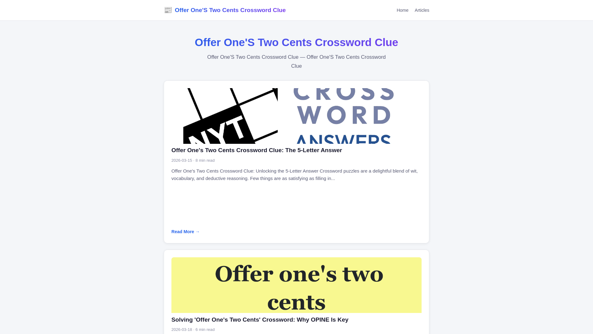 website screenshot of https://offer-ones-two-cents-crossword-clue.pages.dev/