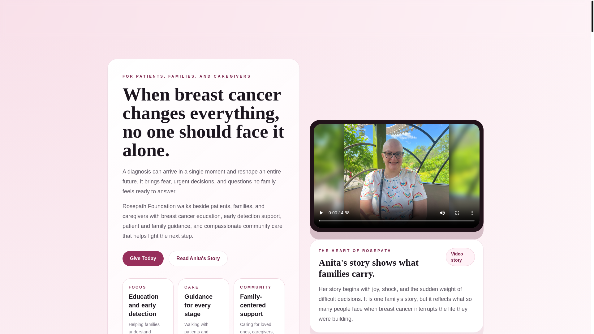 website screenshot of https://rosepathfoundation.com/