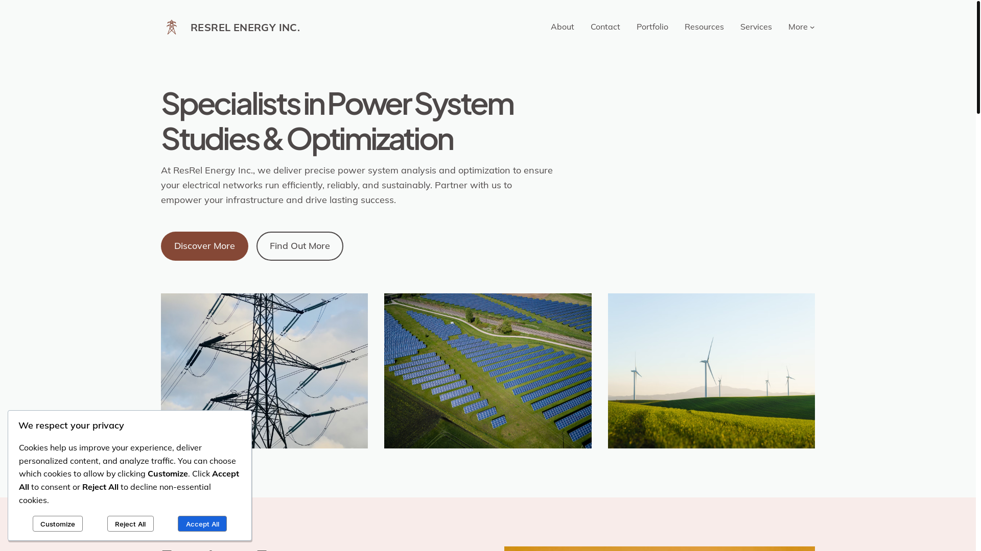 website screenshot of https://resrelenergy.ca/