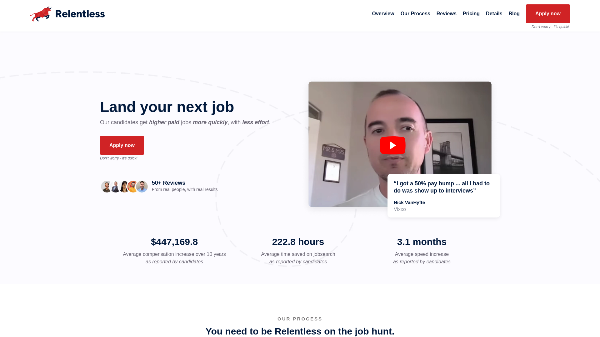 website screenshot of https://igniterelentless.com