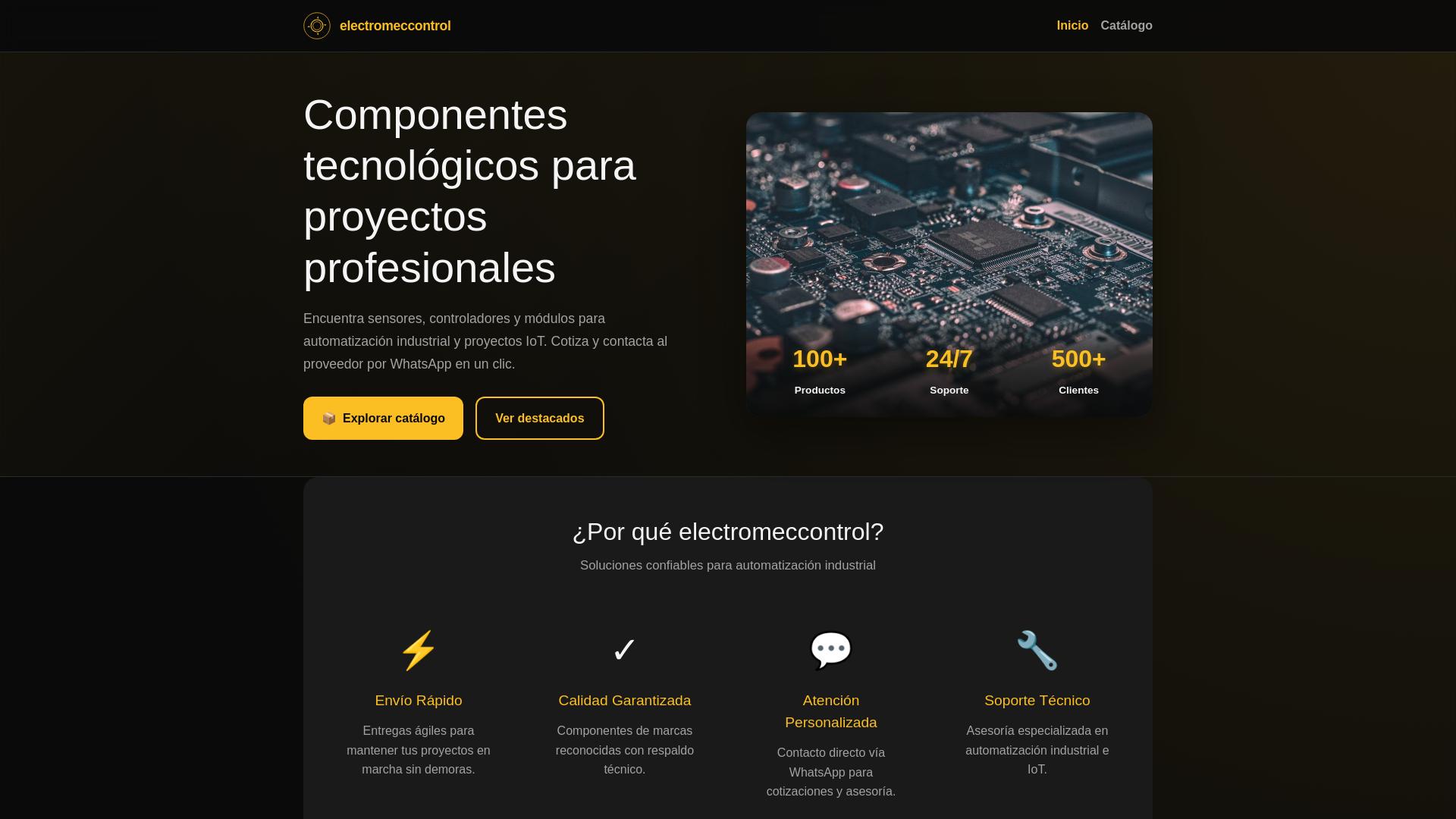 website screenshot of https://electromeccontrol.com.co/