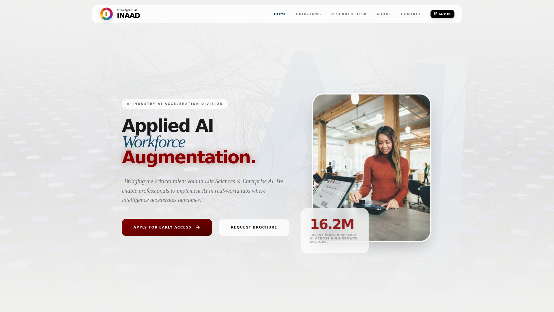 website screenshot of https://inaad.co.in/