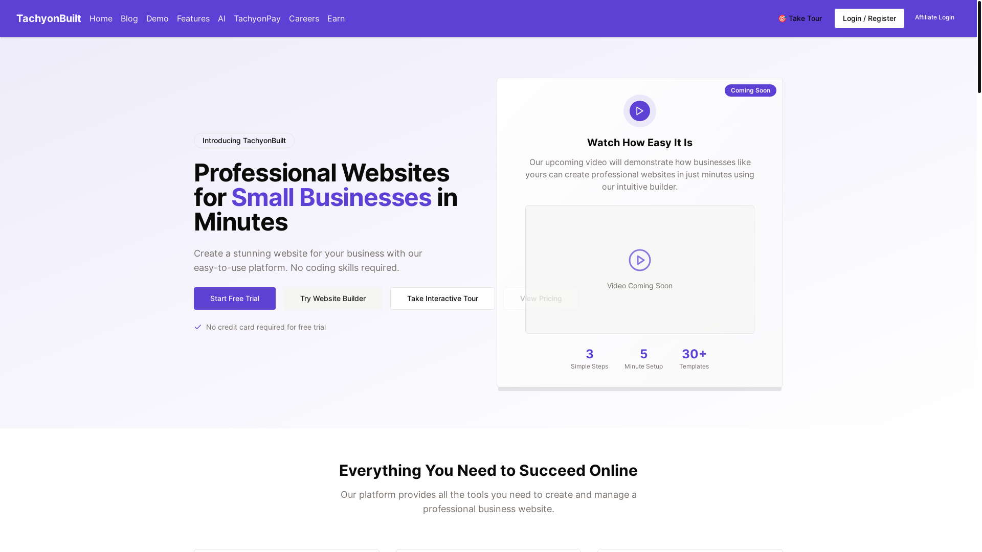 website screenshot of https://tachyonaxis.com/
