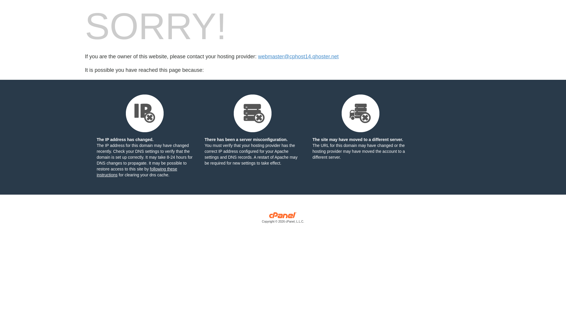 website screenshot of https://cphost14.qhoster.net