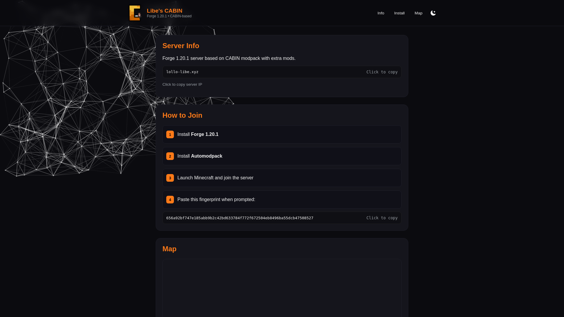 website screenshot of https://libes-cabin-web.pages.dev/