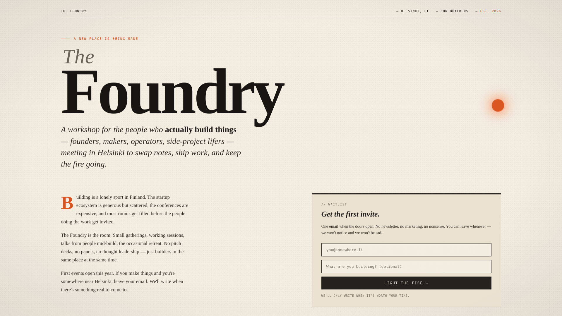 website screenshot of https://thefoundry.fi/
