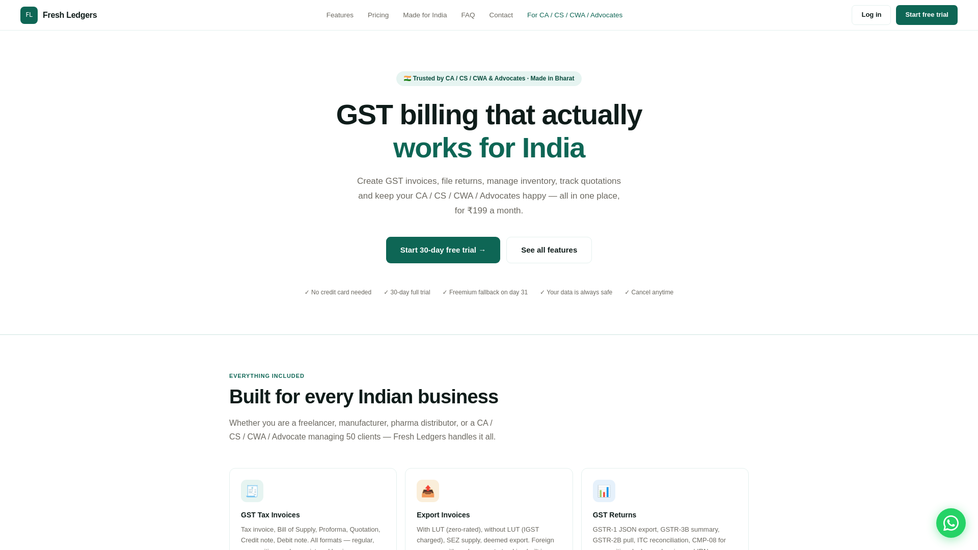 website screenshot of https://freshledgers.org/
