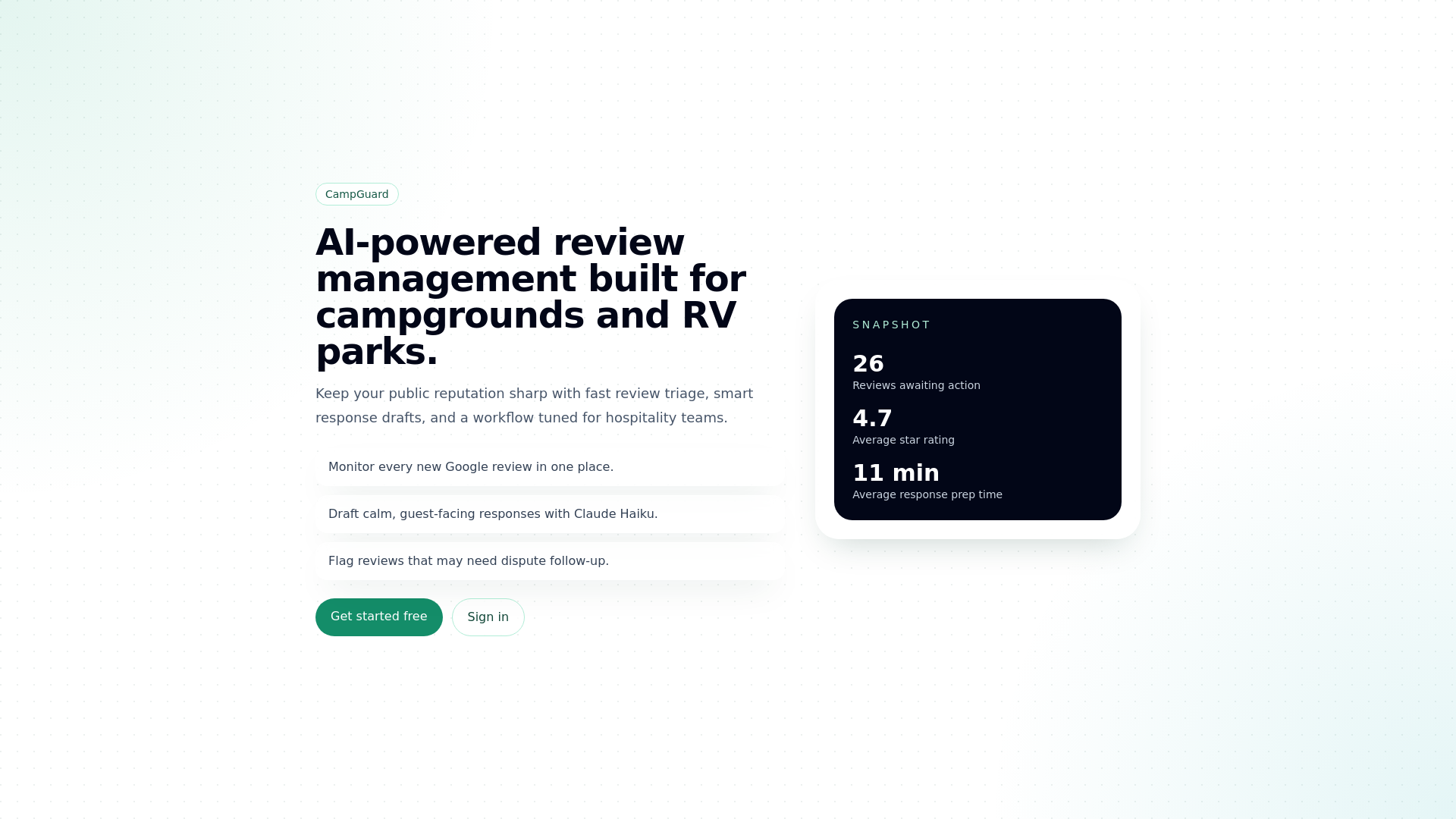 website screenshot of https://campguard.app/