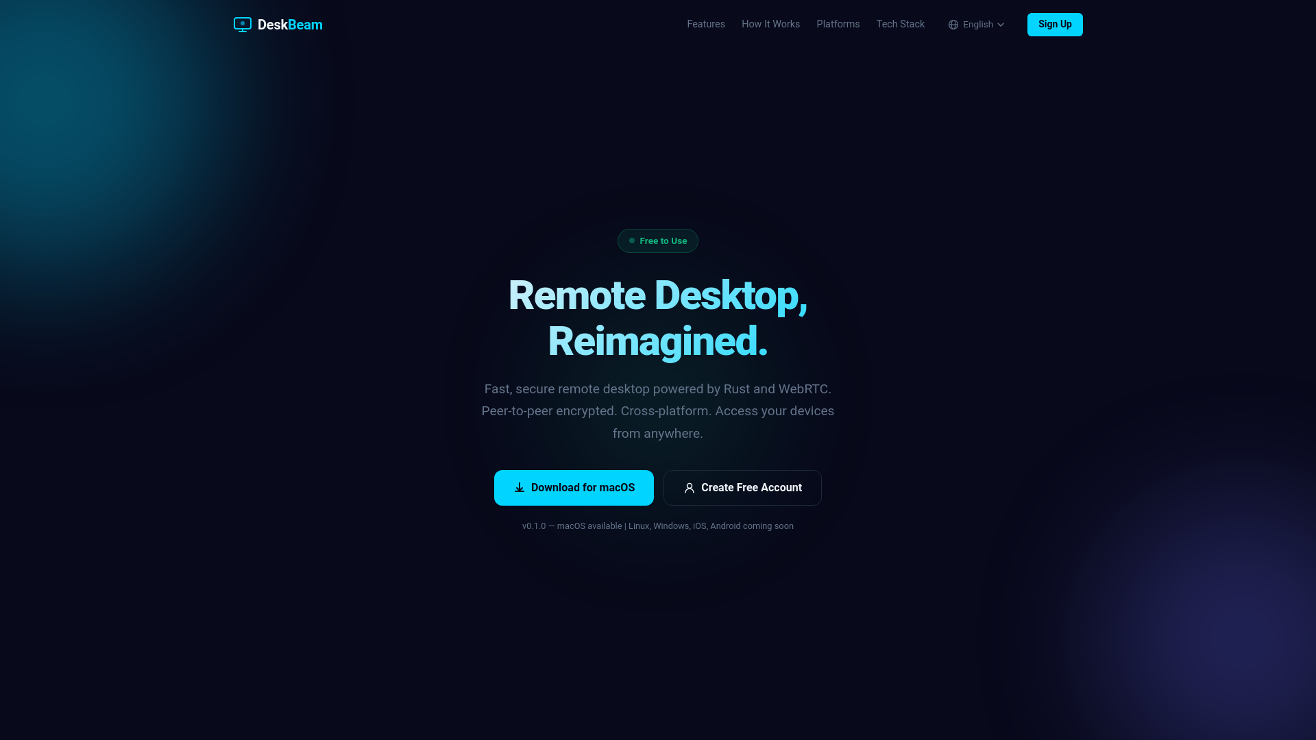 website screenshot of https://deskbeam.net/
