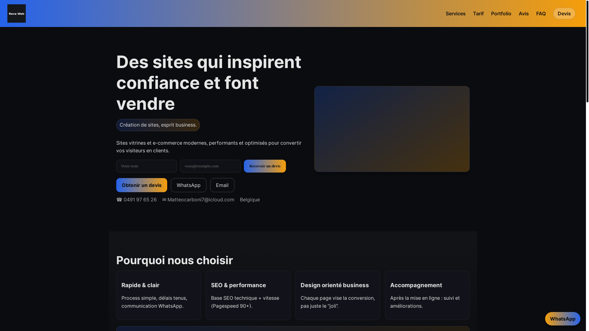 website screenshot of https://revaweb.shop/