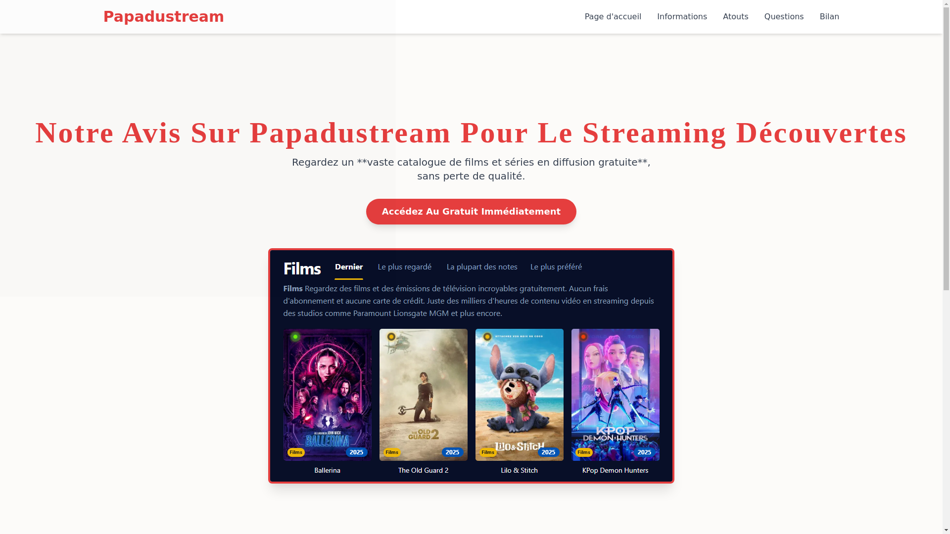 website screenshot of https://papadustream-2cco.pages.dev/