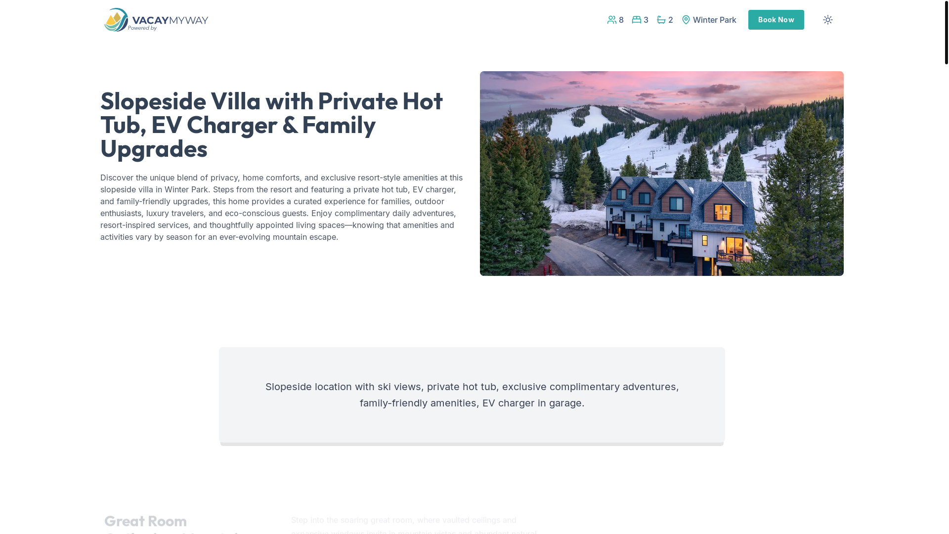 website screenshot of https://epicwinterpark.vacations/
