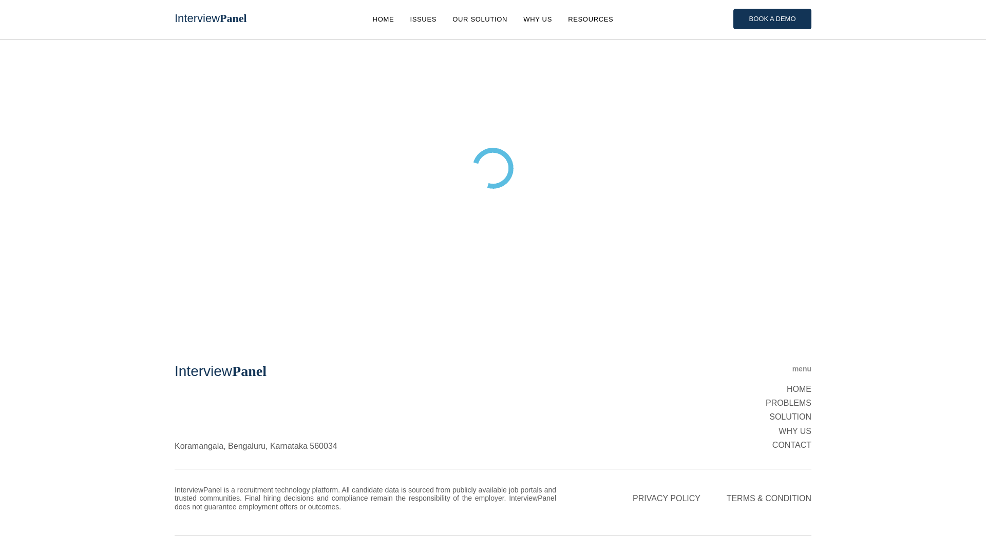 website screenshot of https://www.interviewpanel.in/candidate?id=aOhaG50Bjah3RCQ734QI