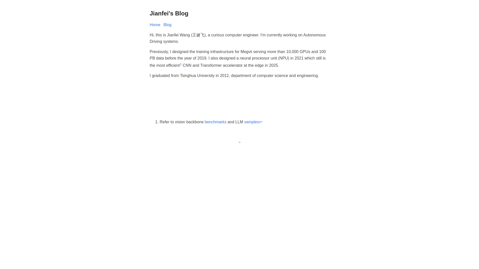 website screenshot of https://jfwang.me/