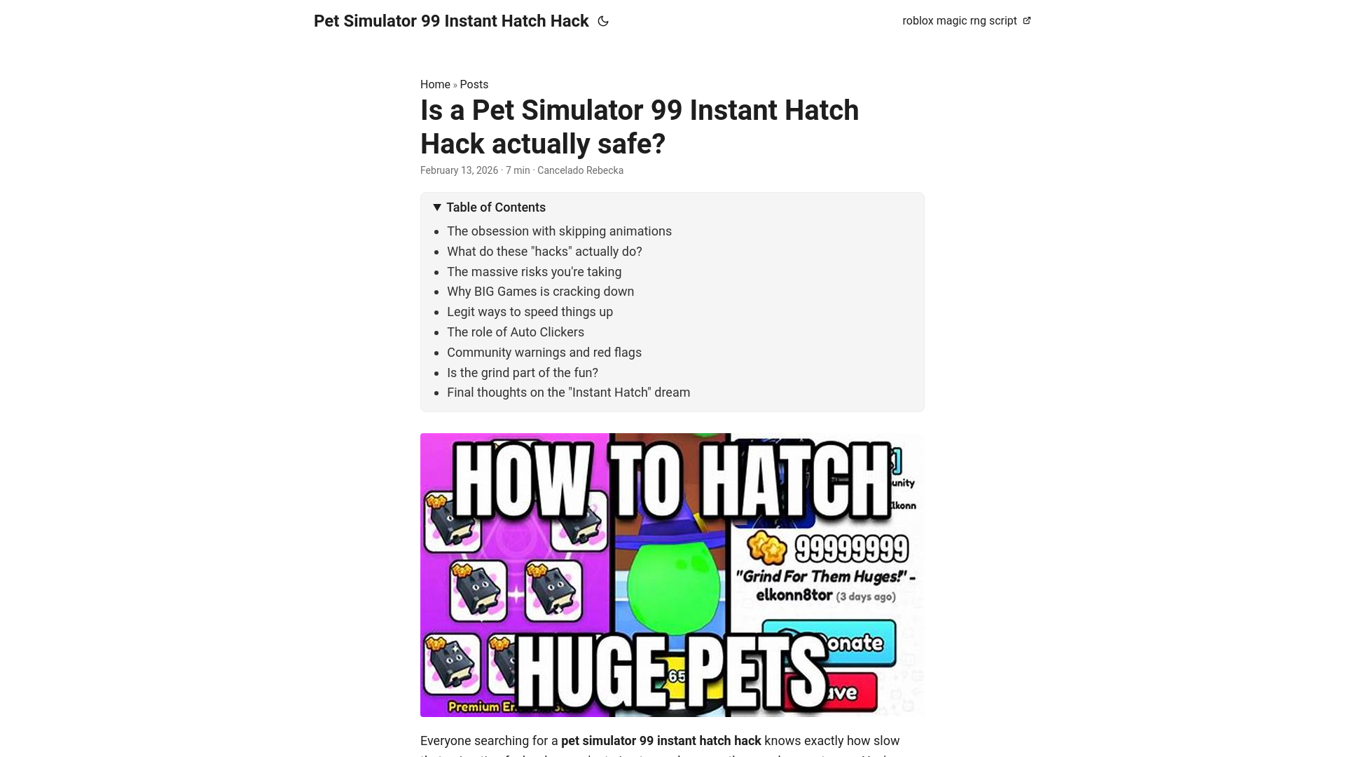 website screenshot of https://pet-simulator-99-instant-hatch-hack.pages.dev/