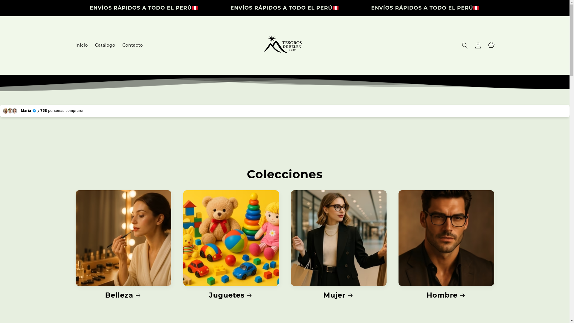 website screenshot of https://tesorosdebelenlima.com/