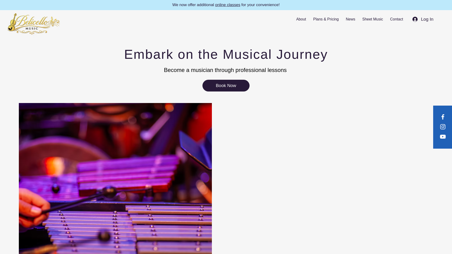 website screenshot of https://belicellomusic.com/