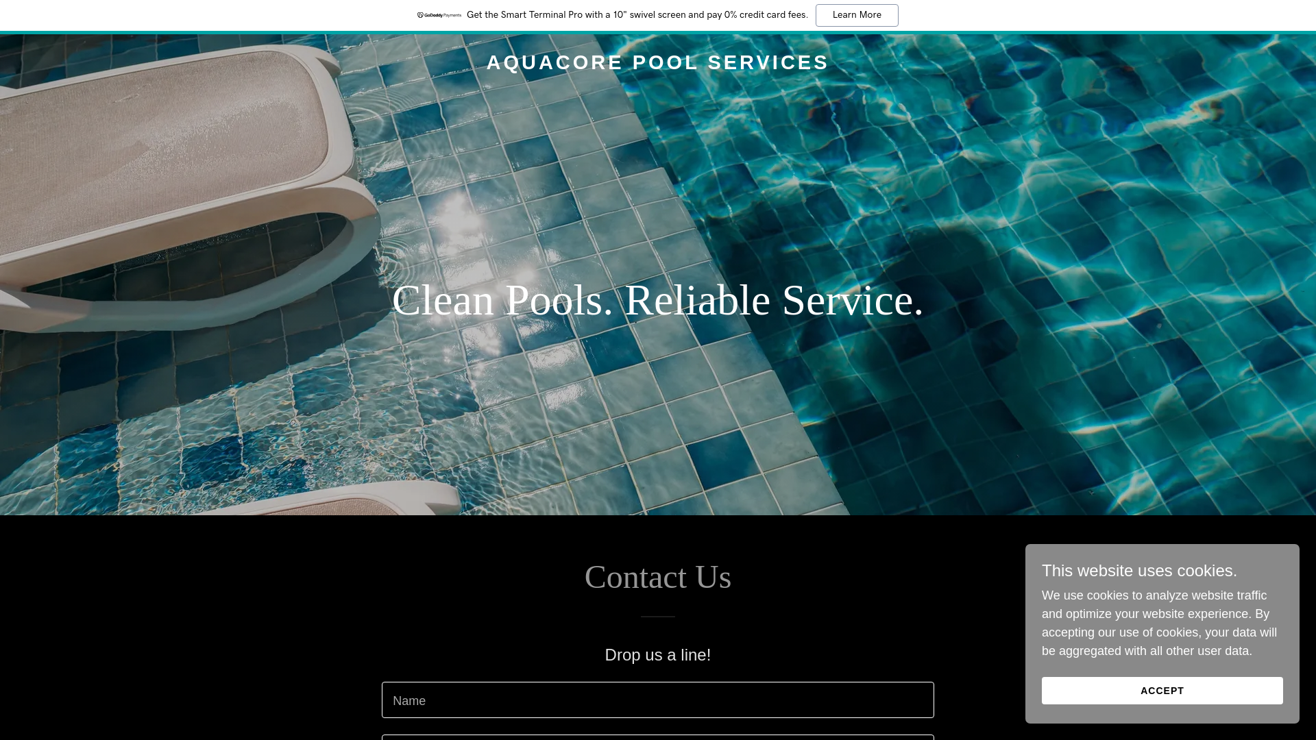 website screenshot of https://aquacorepoolservices.com/