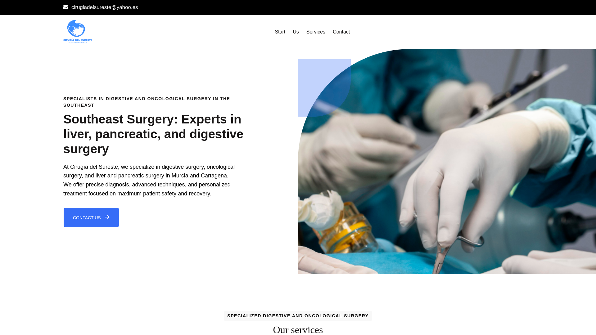 website screenshot of https://cirugiasureste.es