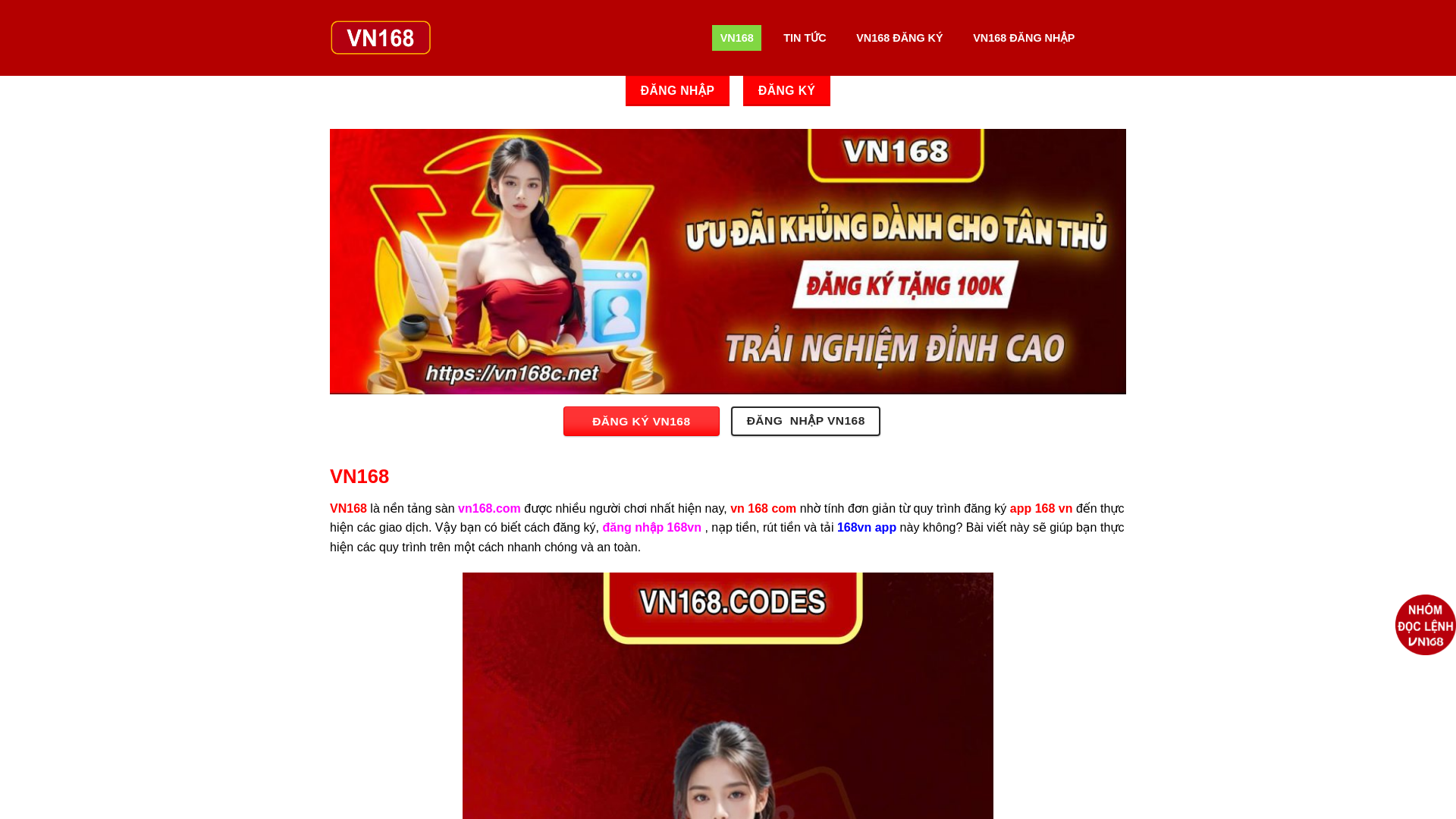 website screenshot of https://vn168aa.com