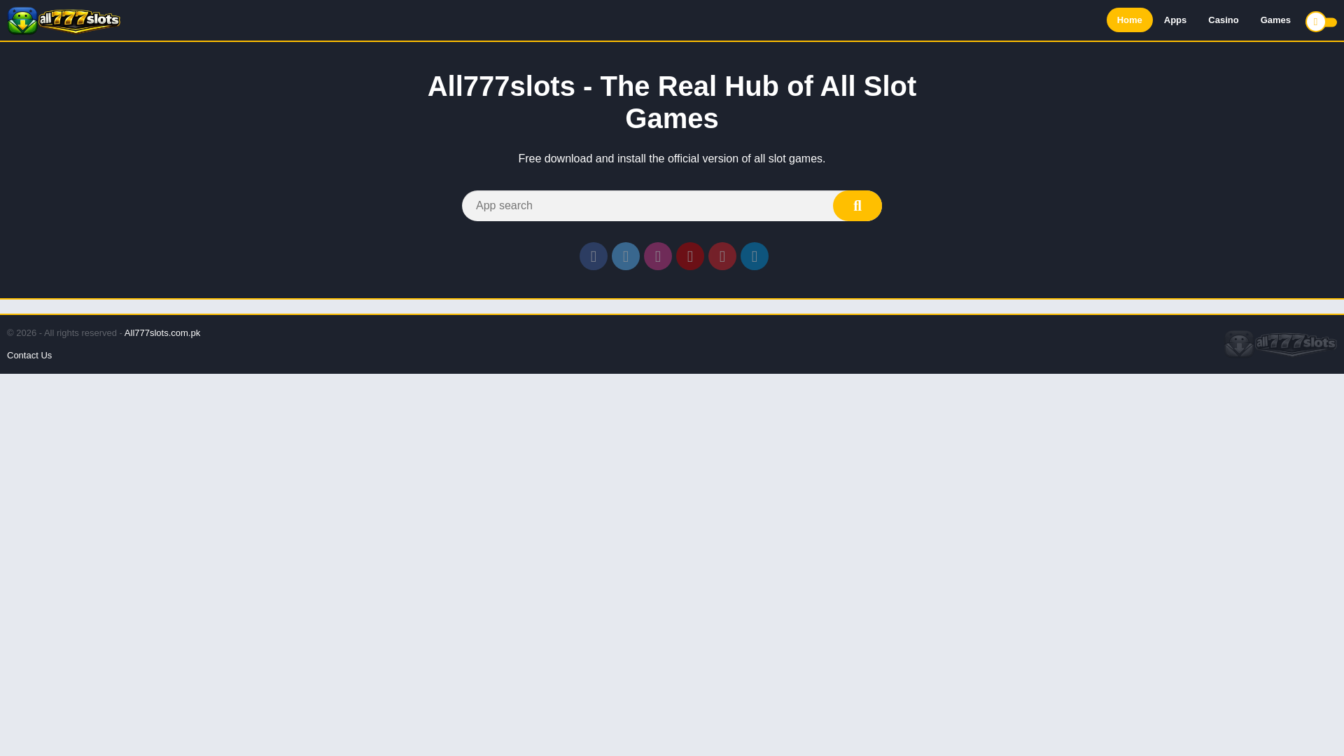 website screenshot of https://all777slots.com.pk/