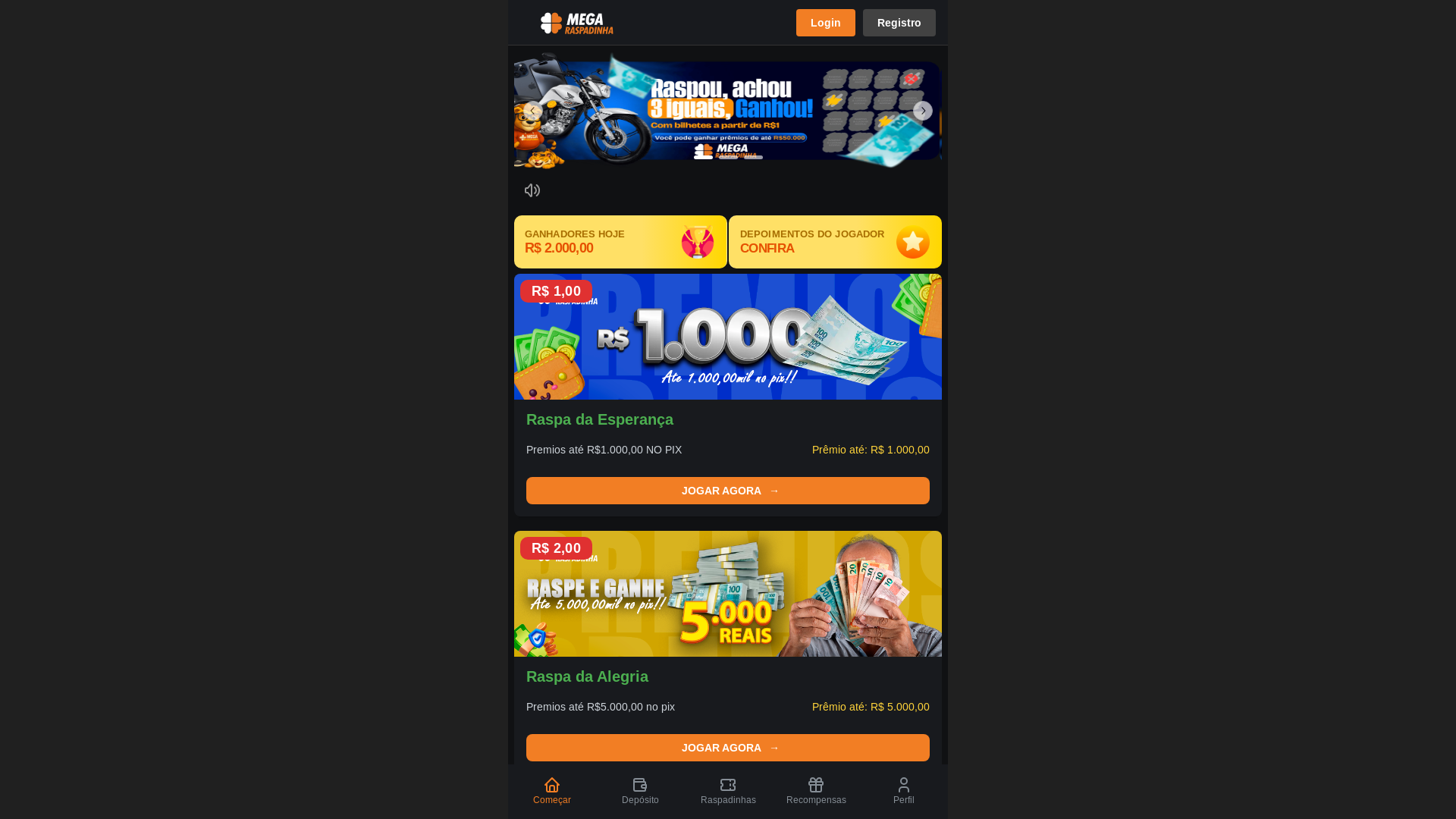 website screenshot of https://megaraspadinhapix.com/