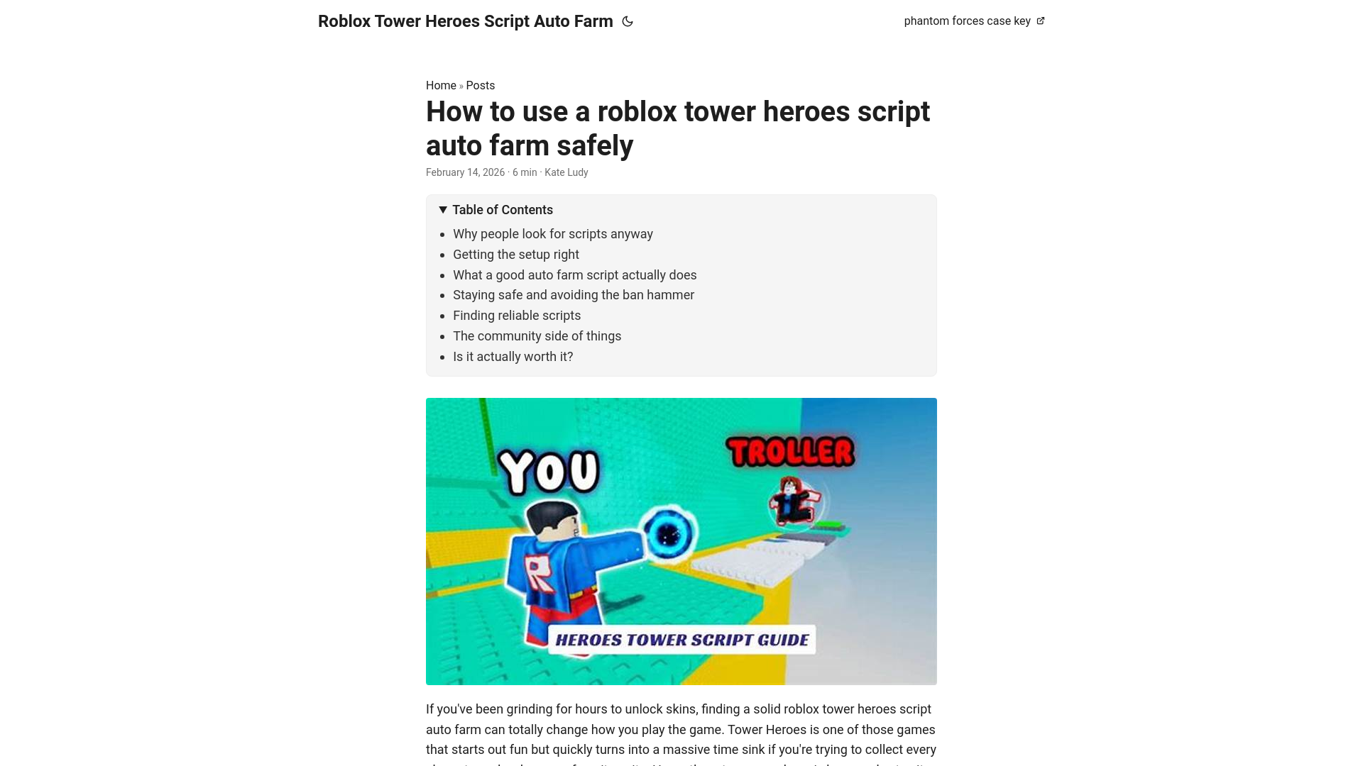 website screenshot of https://roblox-tower-heroes-script-auto-farm.pages.dev/