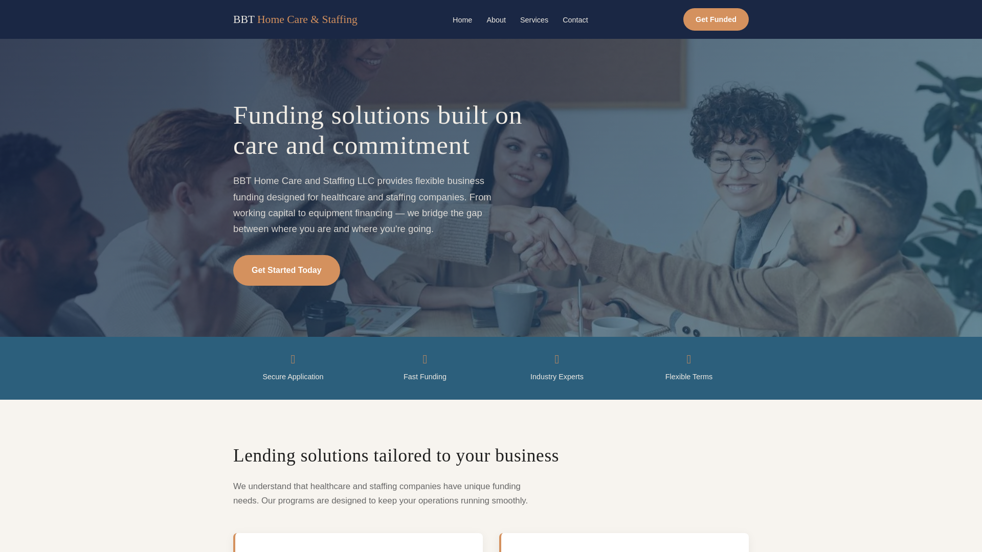 website screenshot of https://bbthomecarenstaffing.com/