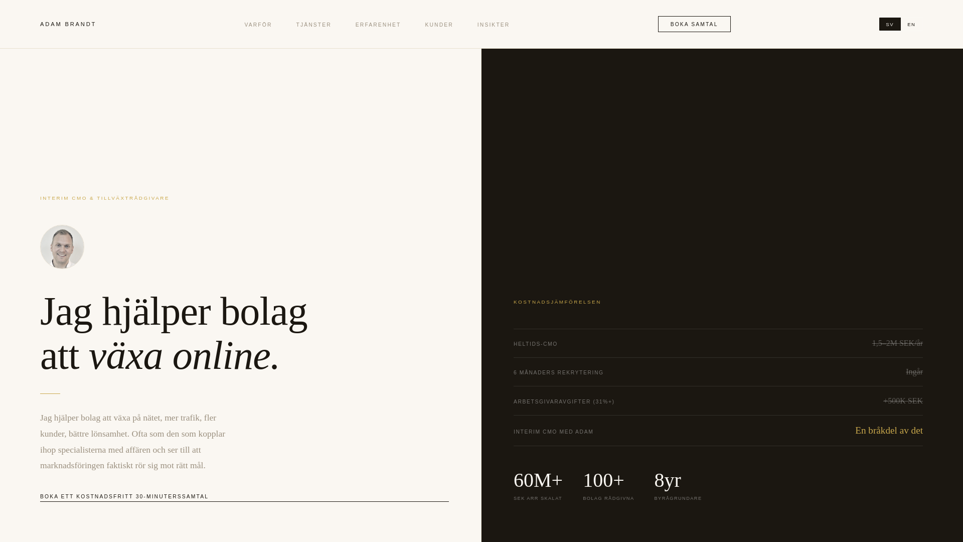 website screenshot of https://adambrandt.se/